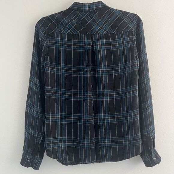 Anthropologie PAIGE Women T Shirt long sleeve Large viscose Button Down plaid - Picture 2 of 11